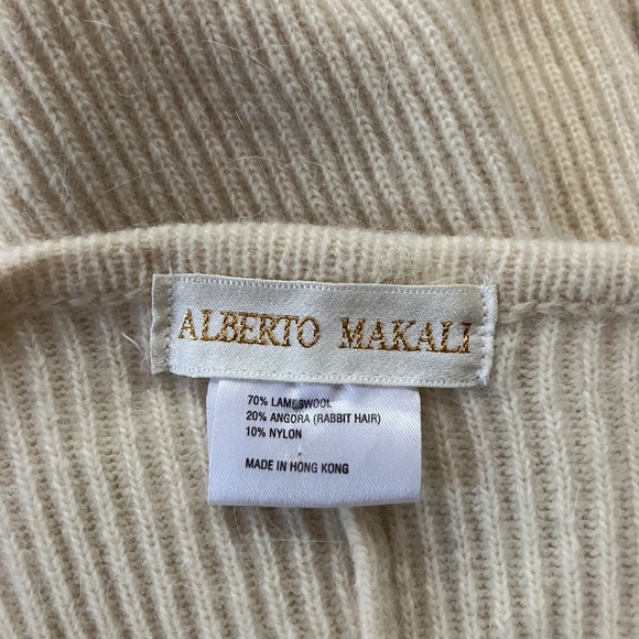 ALBERTO MAKALI Cream Knit Open Front Cardigan Blazer Jacket - Picture 4 of 4